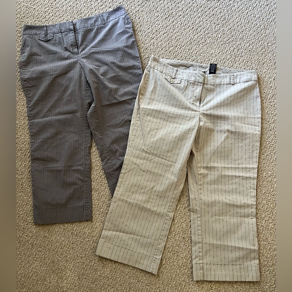 Lot of 2 New York & Company Pinstripe Cropped Pants size 8